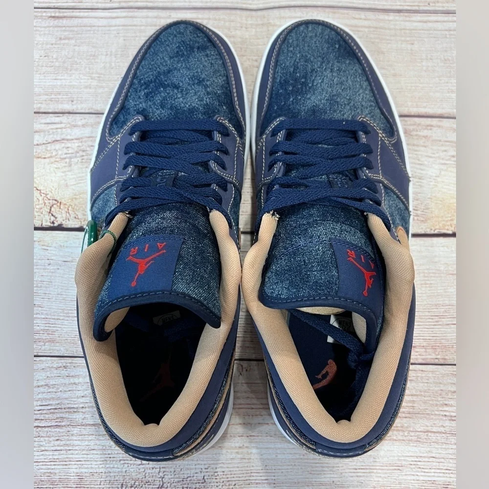 Jordan Men's Navy Blue Tan Red Athletic Shoes